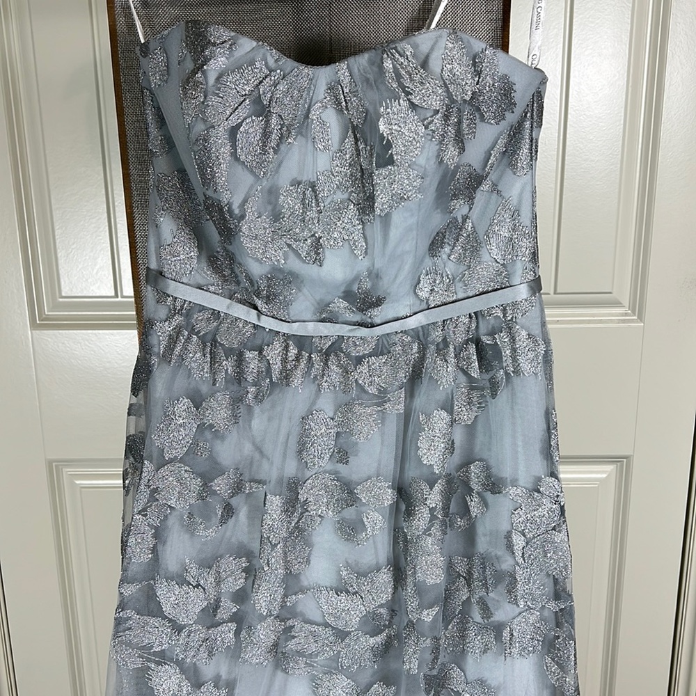 Oleg Cassini Silver Strapless Dress